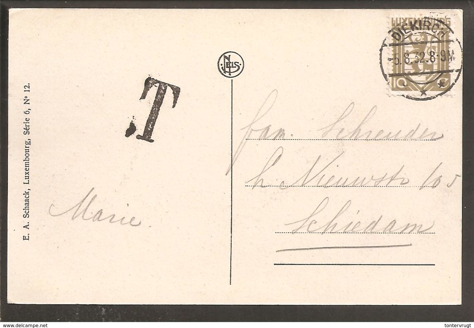 Luxembourg. Diekirch Avec T > Schiedam Holland 1932.Cp. Vianden Le Chateau - Postage Due