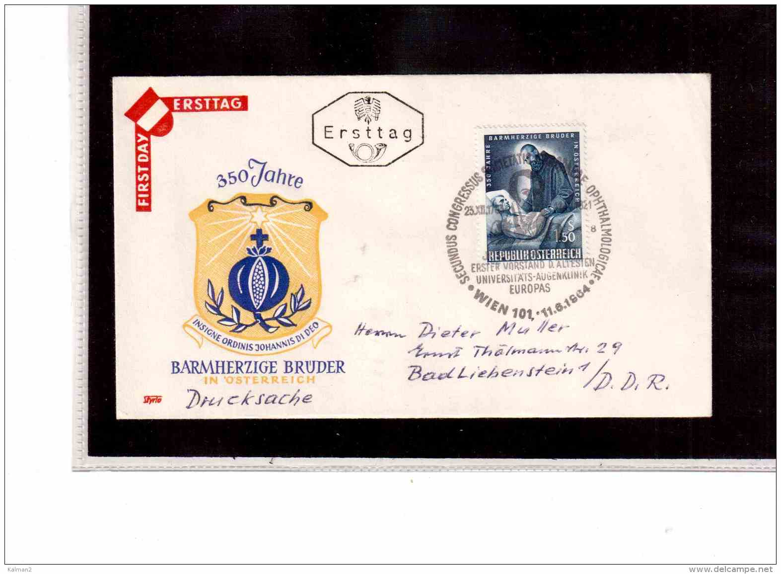 AU830   -   WIEN  11.6.64   /        FDC  "SECUNDUS CONGRESSUS SOCIETAS  EUROPAE OPHTHALMOLOGICAE   - MICHEL NR. 1155 - Sonstige & Ohne Zuordnung