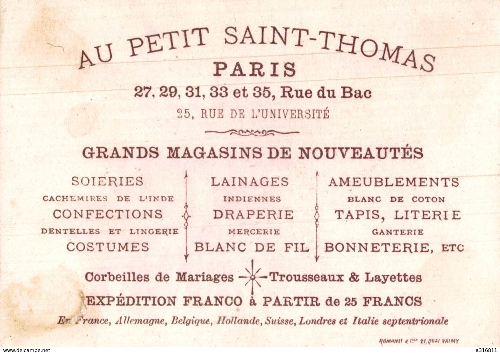 Chromos    AU PETIT SAINT THOMAS PARIS - Altri & Non Classificati