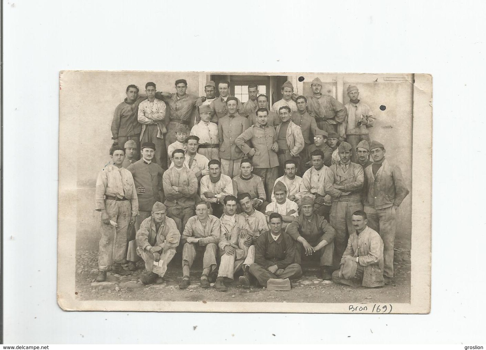 LYON BRON (69) AVIATION CARTE PHOTO AVEC MILITAIRES 1921 - Bron