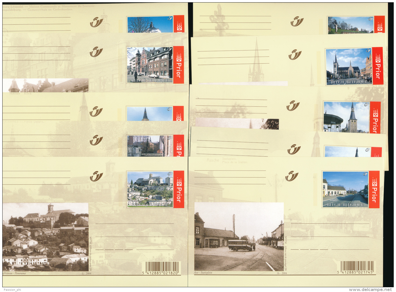 BELGIUM BELGIE BELGIQUE PPS EP VUE COB BK118/127 UNUSED - Cartes Postales 1951-..