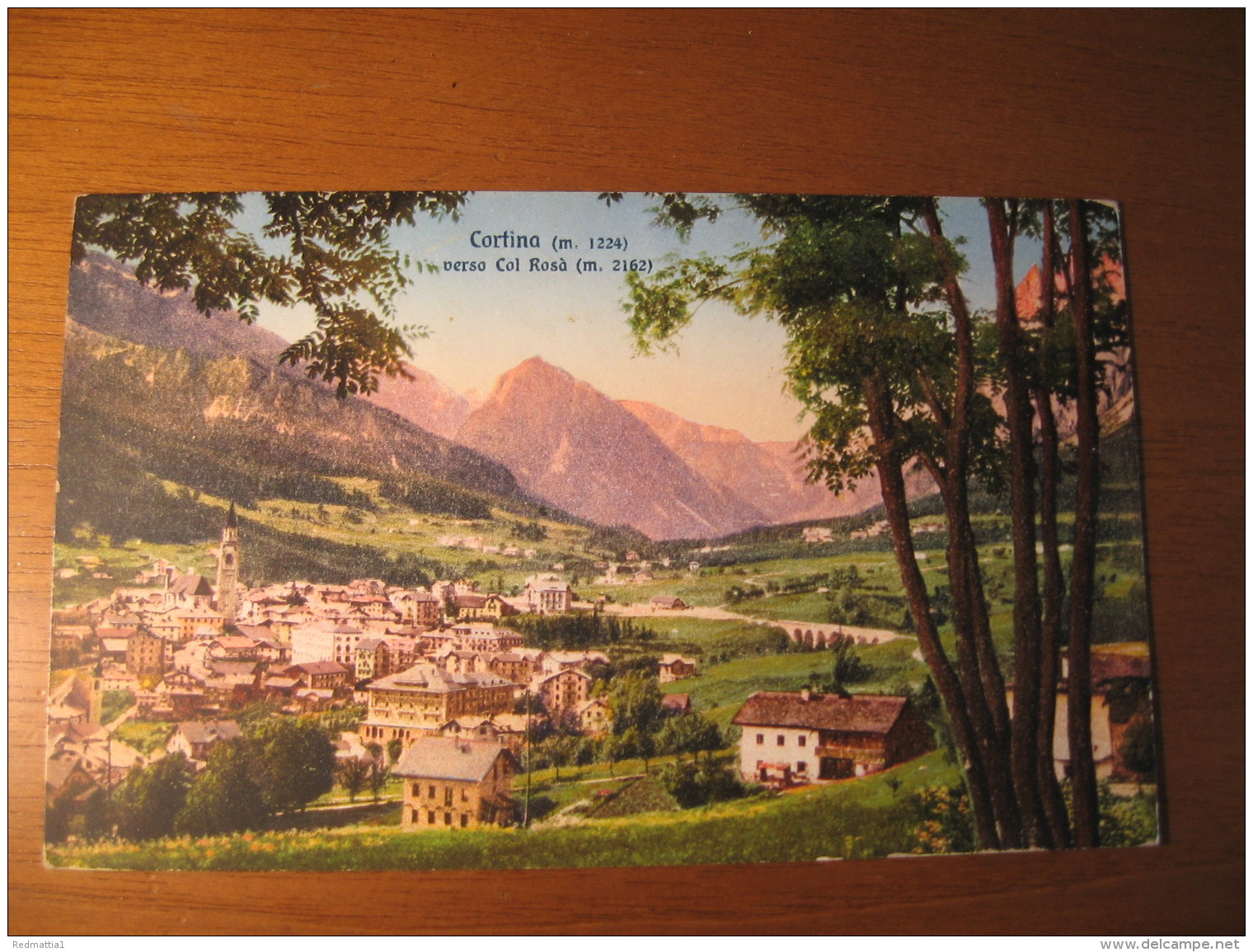 CARTOLINA FORMATO PICCOLO  -  CORTINA  VERSO COL ROSA  - B  830 - Belluno