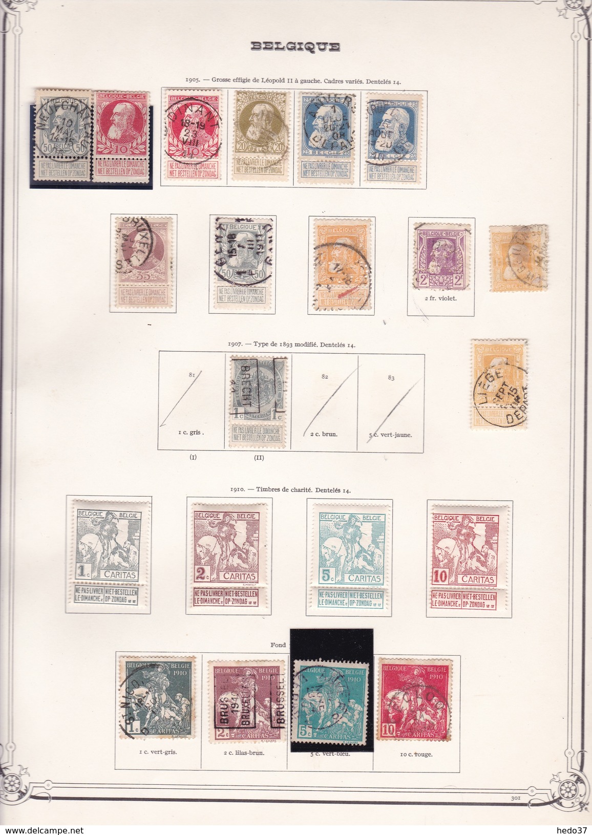 Belgique - Collection Vendue Page Par Page - Timbres Oblitérés / Neufs */** - B/TB - 1905 Breiter Bart