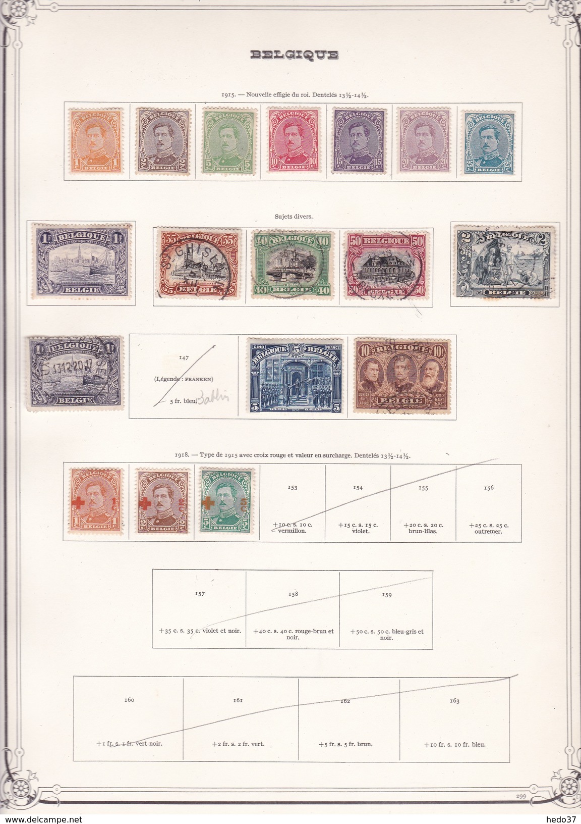 Belgique - Collection Vendue Page Par Page - Timbres Oblitérés / Neufs */** - B/TB - 1915-1920 Albert I