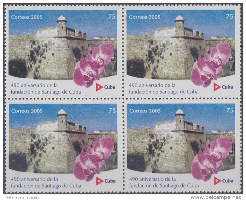 2005.105 CUBA MNH 2005. 490 ANIVERSARIO DE LA FUNDACION DE SANTIAGO DE CUBA. CASTILLO DEL MORRO CASTLE. BLOCK 4. - Unused Stamps
