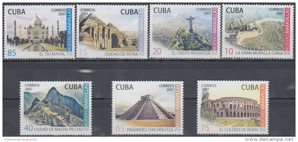 2007.51 CUBA MNH 2007. NUEVAS MARAVILLAS. MARVELS MURALLA CHINA PETRA TAJ MAHAL MACHU PICHU CHICHEN ITZA CRISTO CORCOBAD - Unused Stamps
