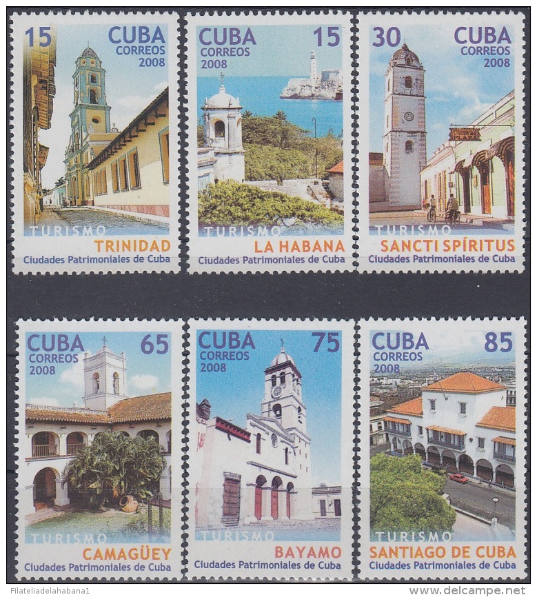 2008.39 CUBA MNH 2008. CIUDADES PATRIMONIALES TURISMO TOURISM CAMAGUEY BAYAMO TRINIDAD HABANA SANCTI SPIRITUS. - Unused Stamps