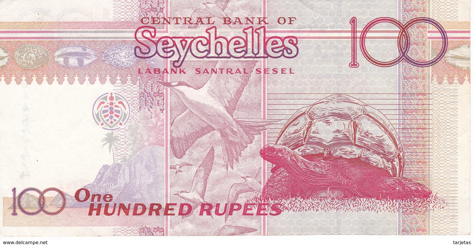 BILLETE DE SEYCHELLES DE 100 RUPEES DEL AÑO 2001  (BANKNOTE) TORTUGA-TURTLE - Seychelles