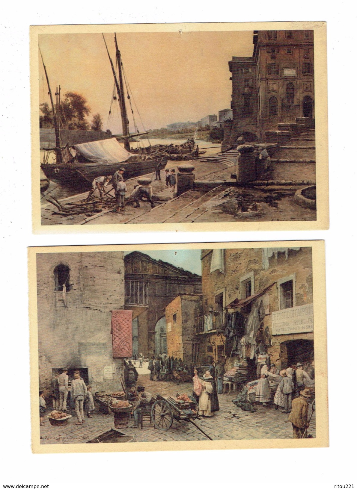 Lot 2 Cpsm - ROME Roma Sparita - Porte Di Ripetta Portico Ottavia - Bateau Voilier Scène De Vie Marchand ROESLER FRANZ - Transportmiddelen