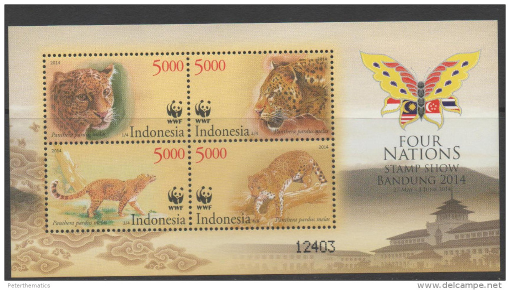 INDONESIA, 2014, MNH, WWF, LEOPARDS, S/SHEET - Other & Unclassified