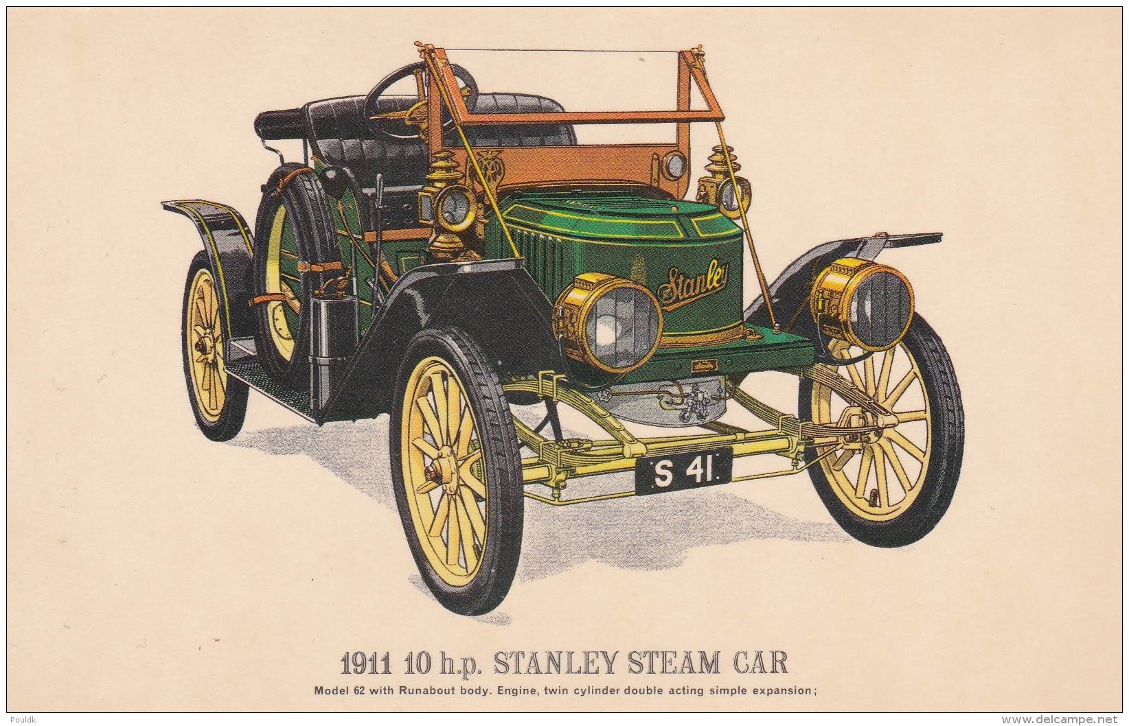 Car: 1911 Stanley Steam Car - Collectors Reproductions Postcard Mint (T9A7) - Autos