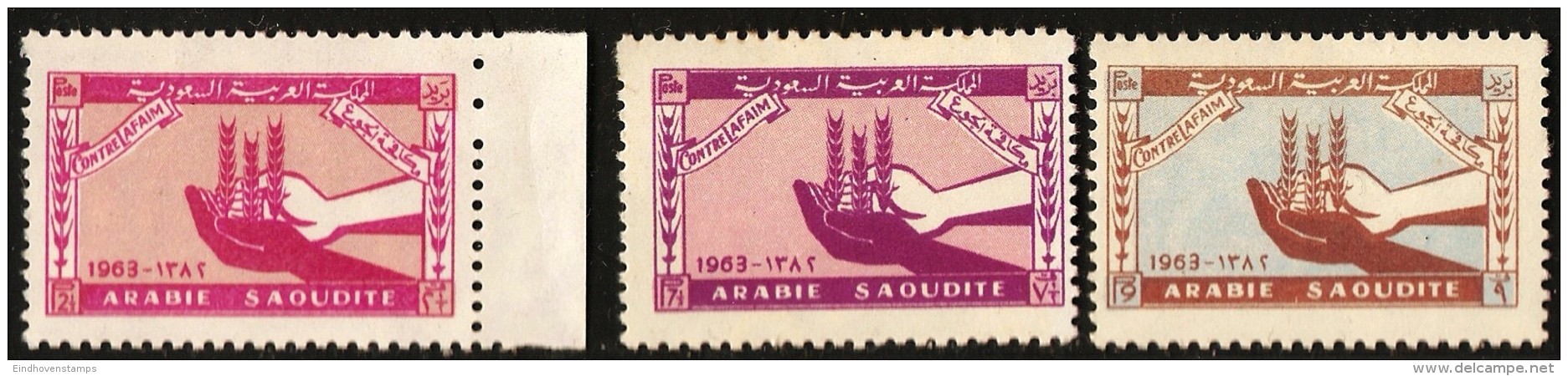 Saudi Arabia 1963, Freedom From Hunger 3 Values MNH Saoudi Arabie - Landwirtschaft