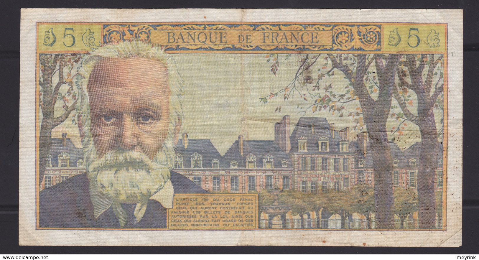 Billet 5 NF - 1962 - "Victor Hugo" - 5 NF 1959-1965 ''Victor Hugo''