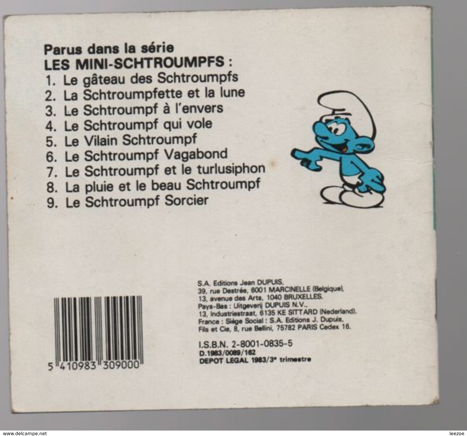 SMURFS Schtroumpfs (Mini-Albums) 8. La Pluie Et Le Beau Schtroumpf S.A DUPUIS. Brochée 1983 - Schtroumpfs, Les - Los Pitufos