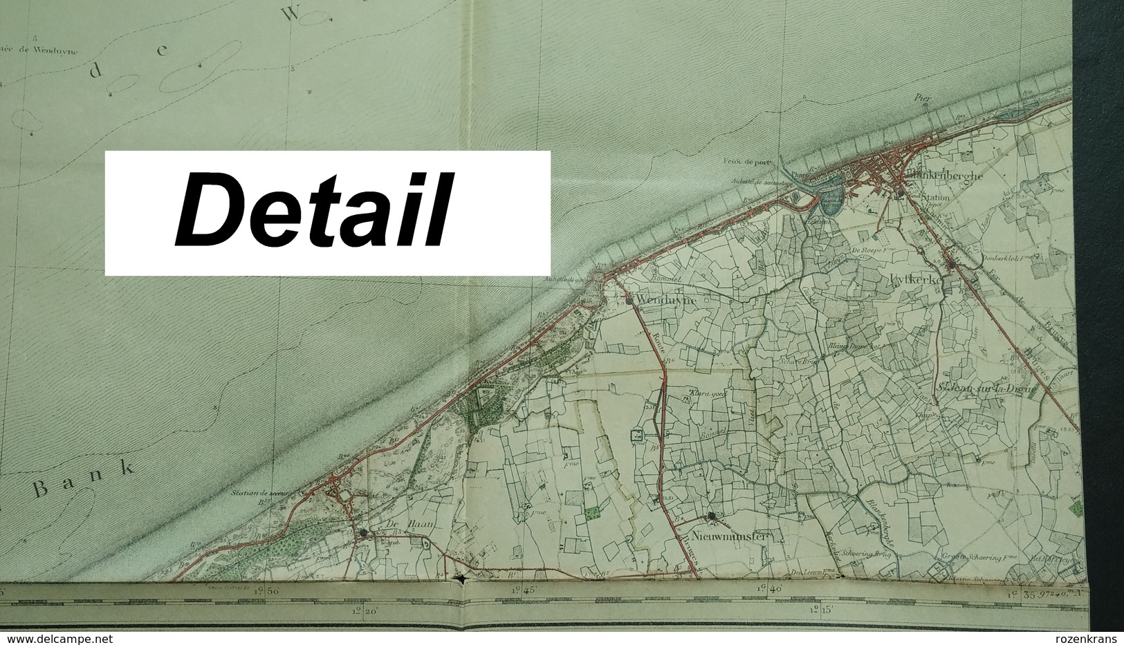 Topografische En Militaire Kaart STAFKAART 1913 Blankenberghe Noordzee Wenduyne De Haan Uytkerke Nieuwmunster - Cartes Topographiques