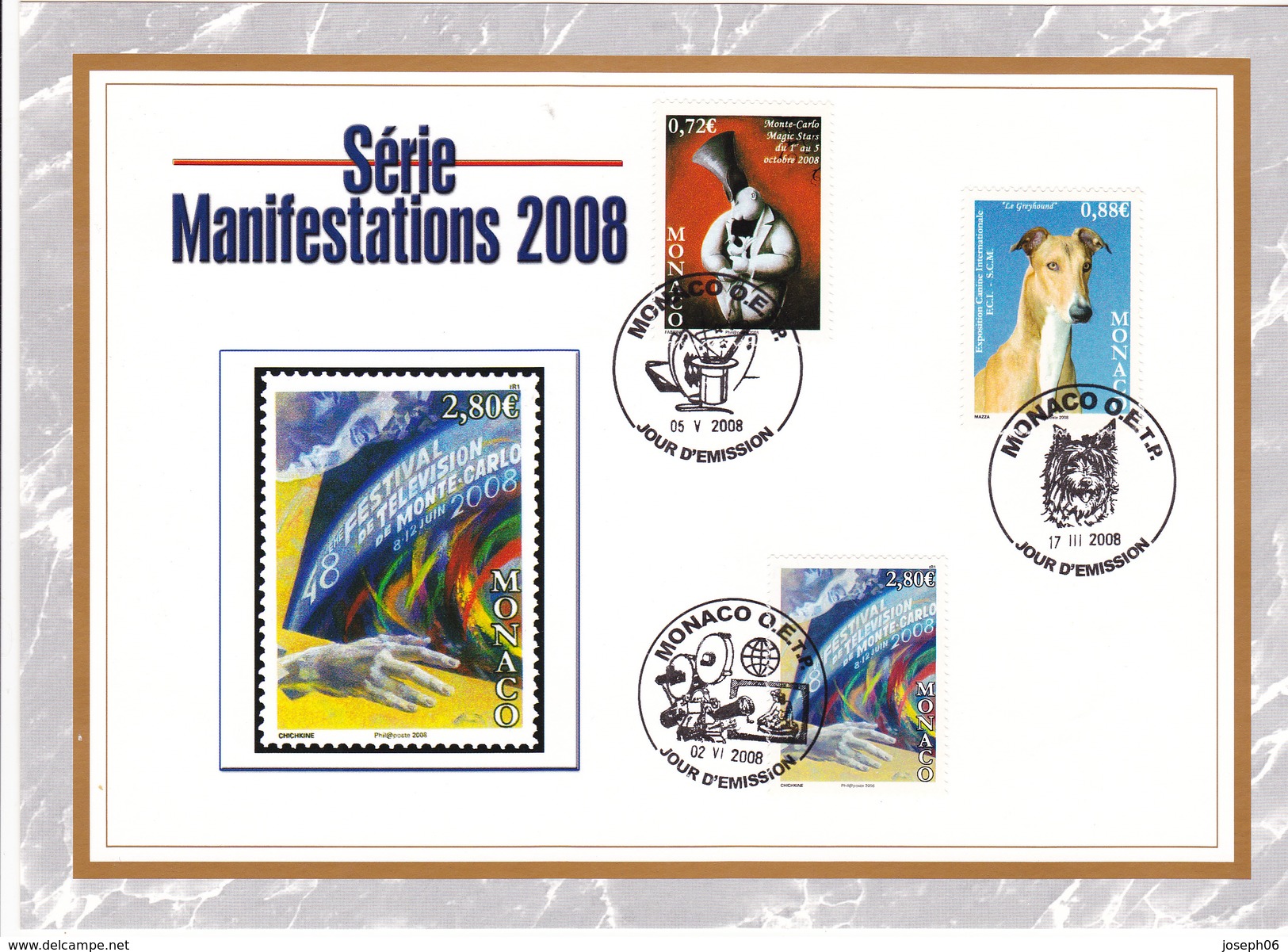 MONACO    2008  Encart  Y.T. N° 2622   2631  2636  Oblitéré - Used Stamps