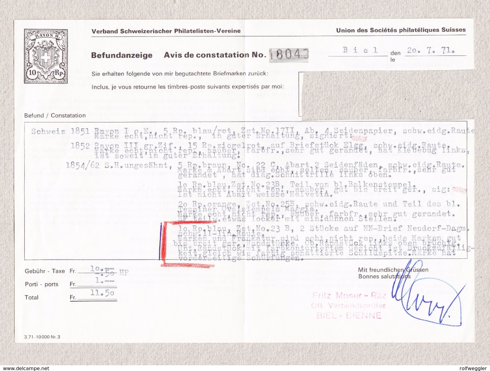 Schweiz Strubel 2 X 10Rp Zu#23B Neudorf Langstempel Auf Brief Nach Zürich Befund Moser Bitte Lesen - Lettres & Documents