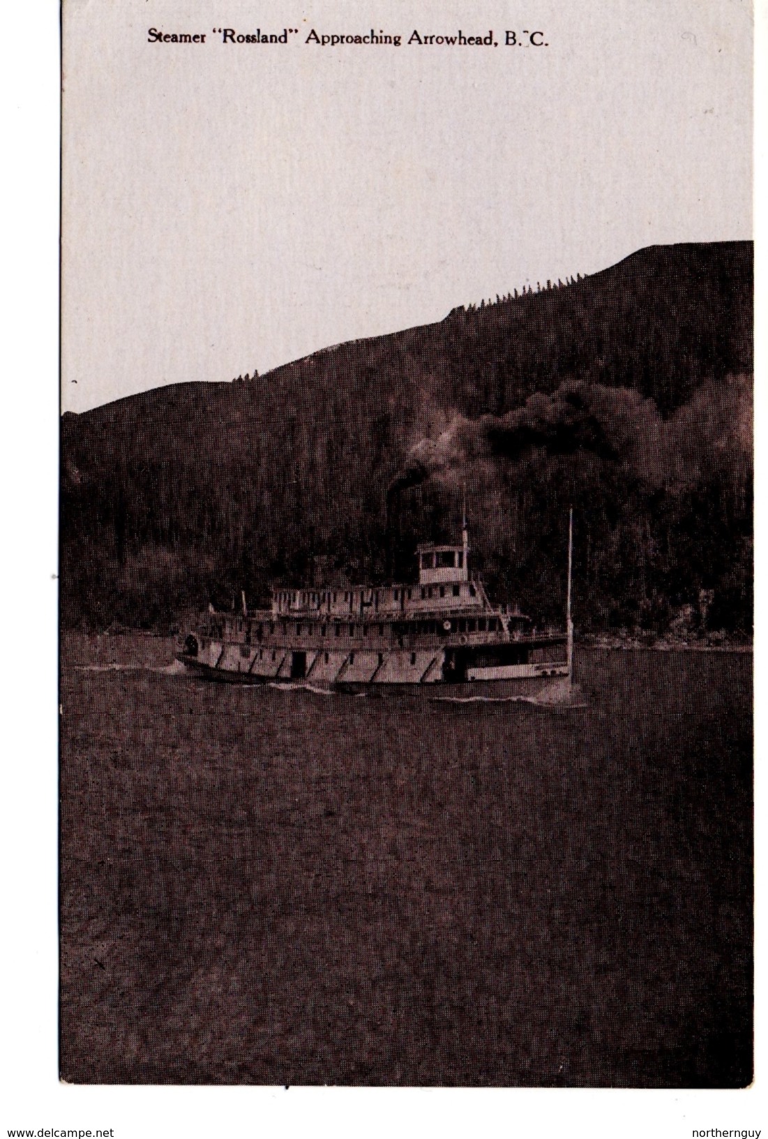 ARROWHEAD, British Columbia, Canada, The Stern-wheeler "Steamer ROSSLAND Appraoching ARROWHEAD, BC". Pre-1920 Postcard - Autres & Non Classés