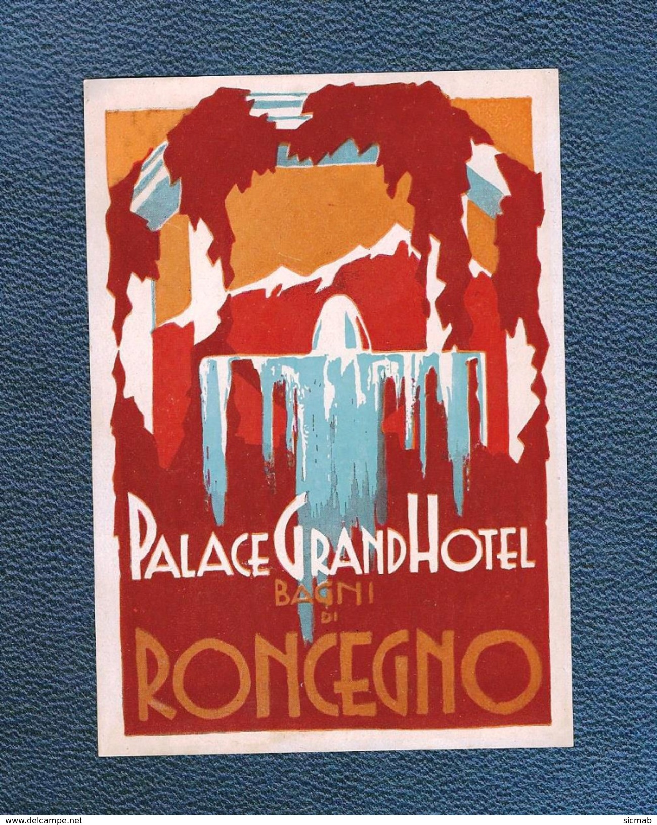 Etrange étiquette   (années 1930 Ou 40)  Du PALACE GRAND HOTEL  BAGNI DI RONCEGNO - Etiquettes D'hotels