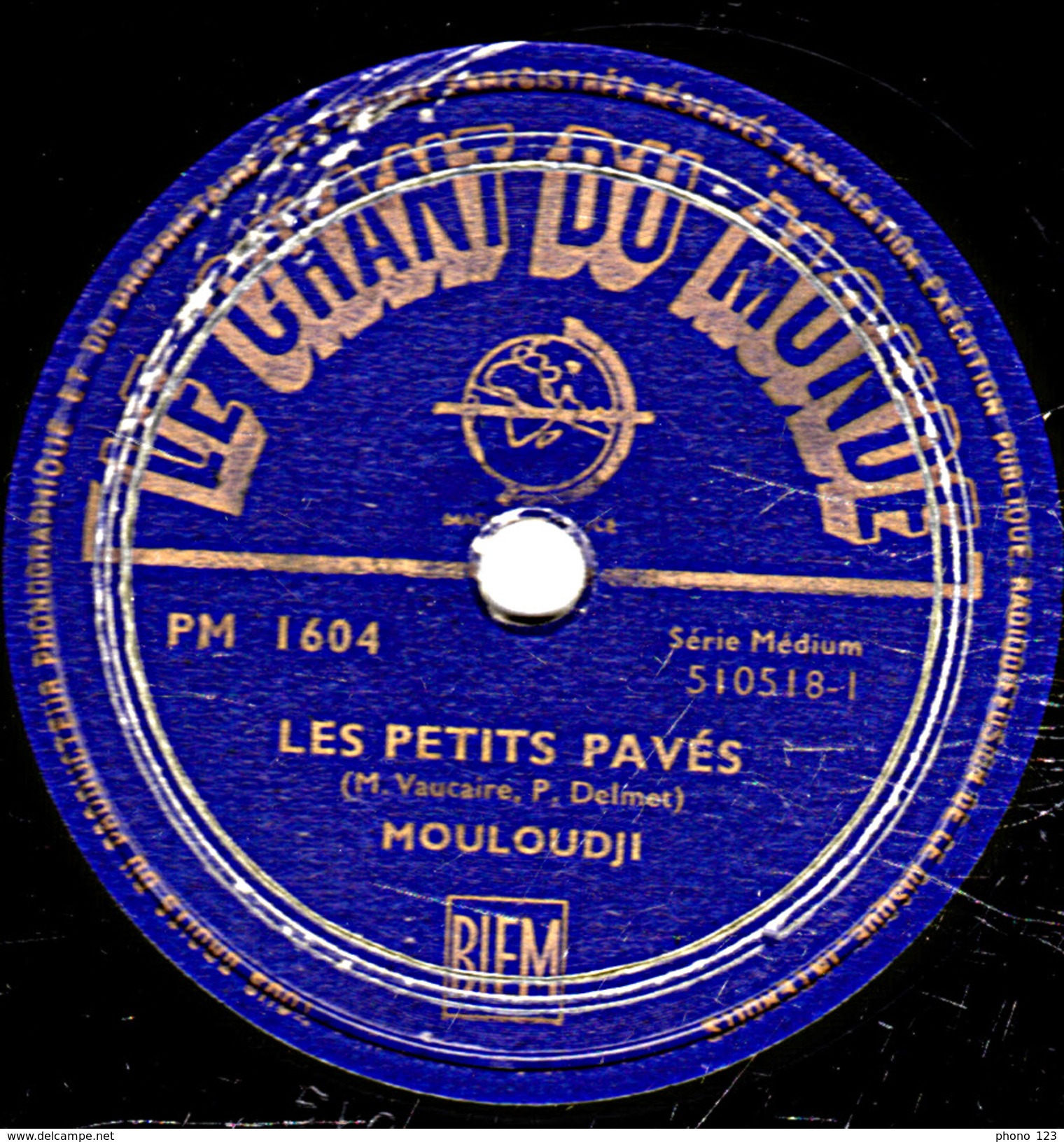 78 T. - 25 Cm - état  M -  MOULOUDJI - LA COMPLAINTE DES INFIDELES - LES PETITS PAVES - 78 T - Disques Pour Gramophone