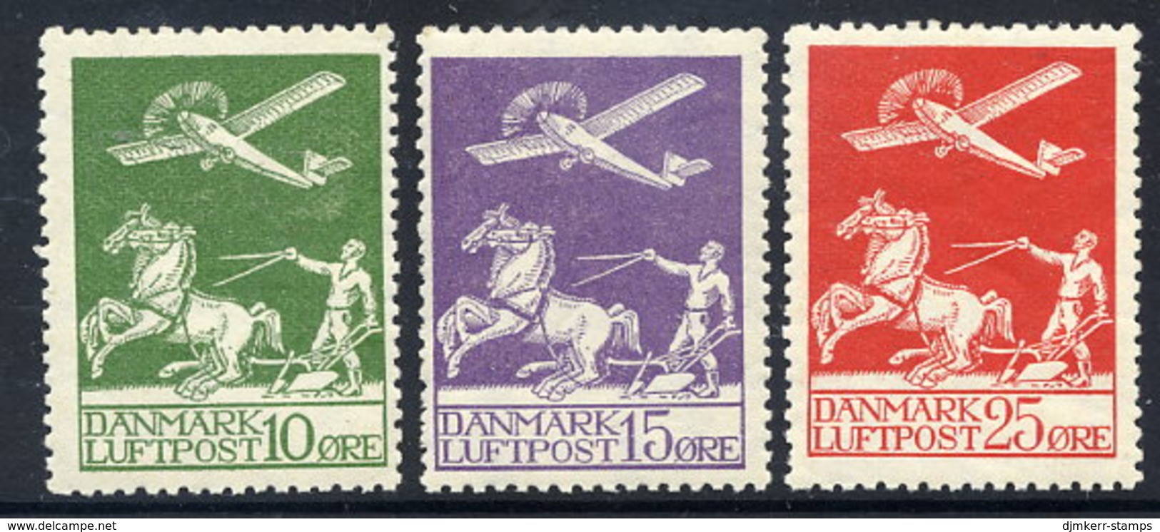 DENMARK 1925 Airmail Set Of 3 MNH / ** .  Michel 143-45 - Ongebruikt