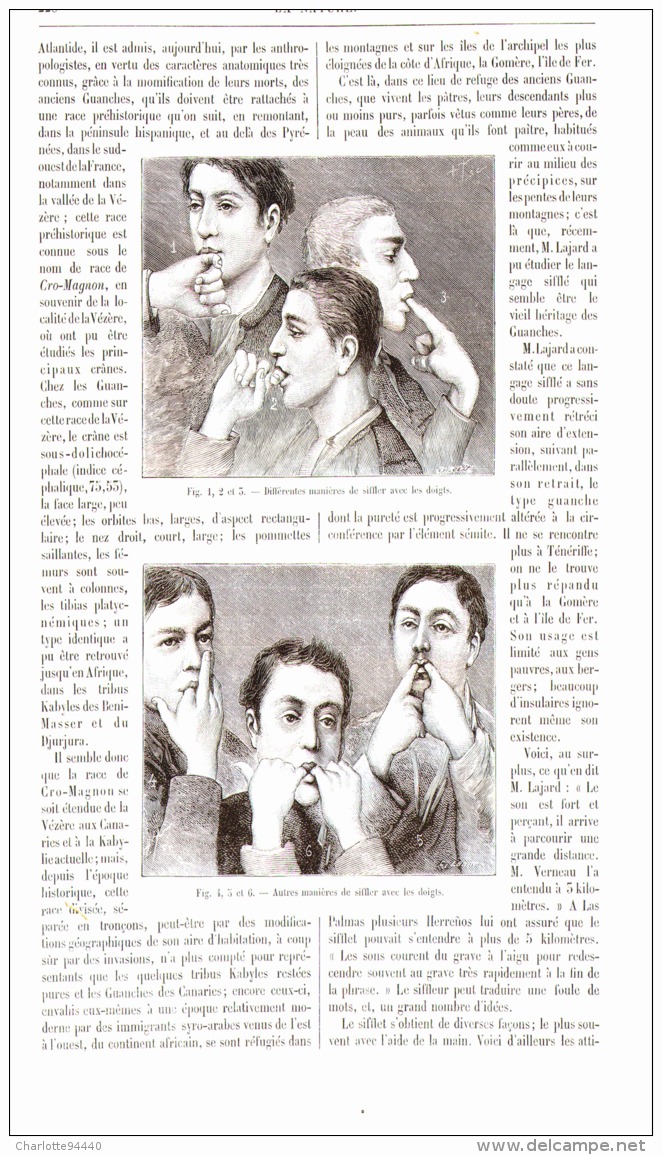 DU SIFFLETS CHEZ LES PEUPLES PRIMITIFS  1892 - Autres & Non Classés