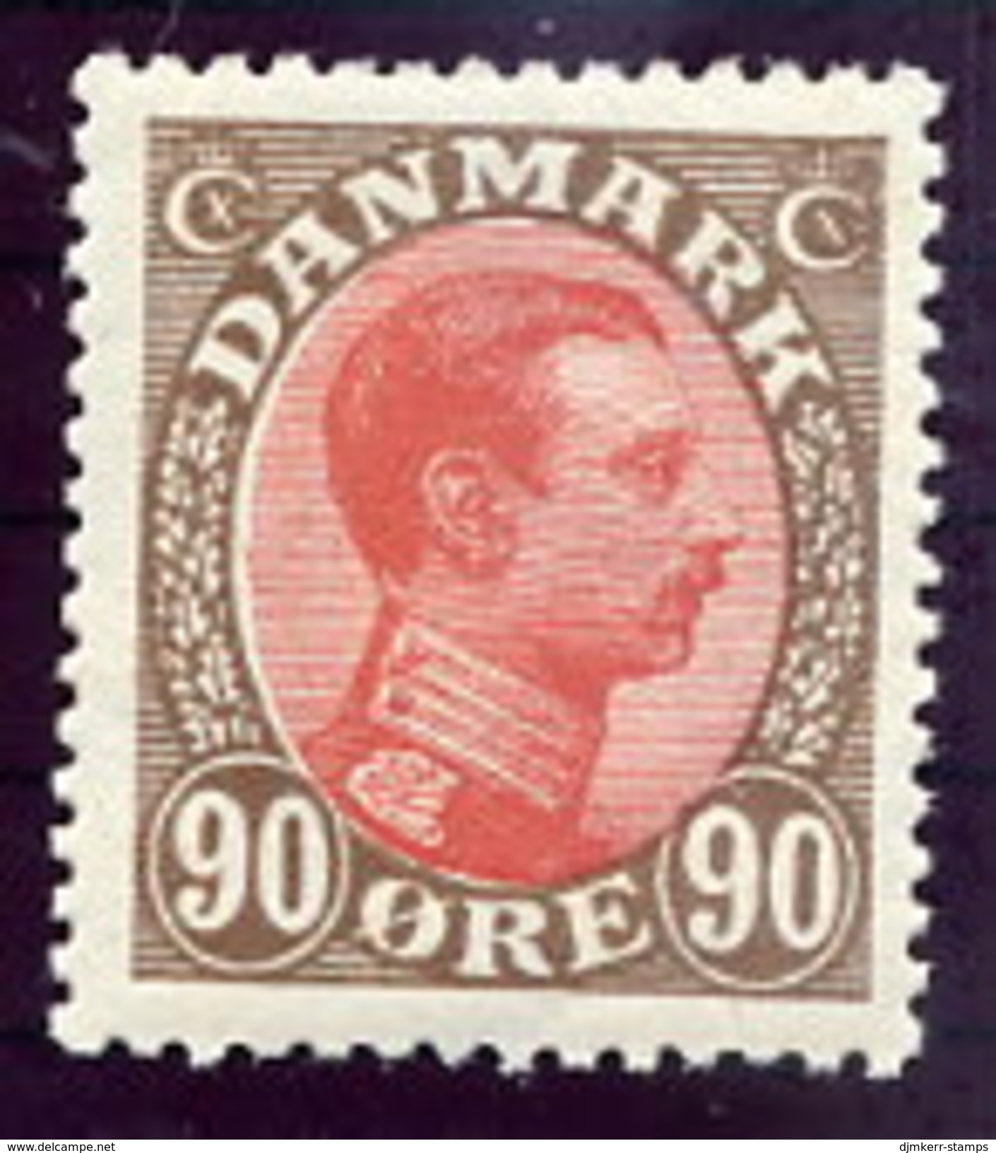 DENMARK 1920 King Christian X Definitive 90 Øre MNH / ** .  Michel 108 - Unused Stamps
