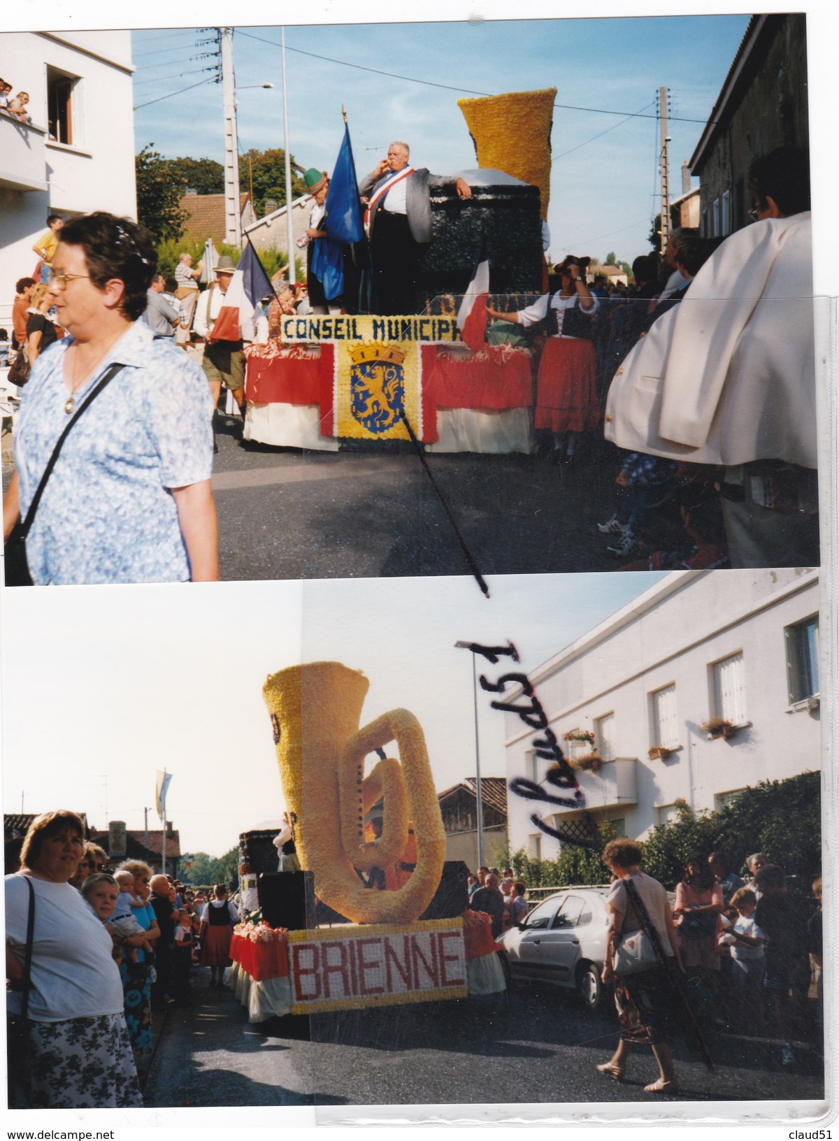 BRIENNE Le CHATEAU (10) Lot De 22 Photos D' Une Cavalcade -Monsieur Le Maire En Tête -Nombreux Chars Décorés - Personnes Anonymes