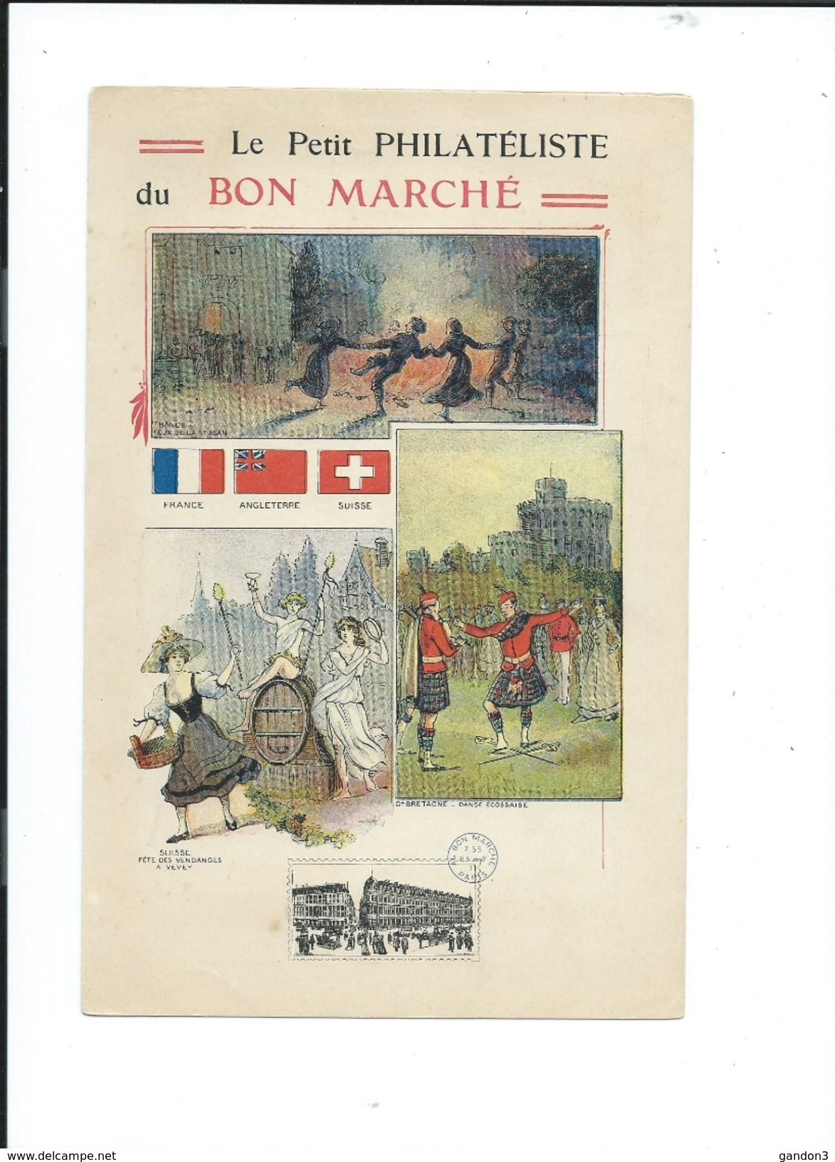 LOT  De  5   Carnets Illustrés De 4 Pages Chacun :  Le Petit PHILATELISTE Du  BON  MARCHE - Début Du Siècle - - Autres & Non Classés