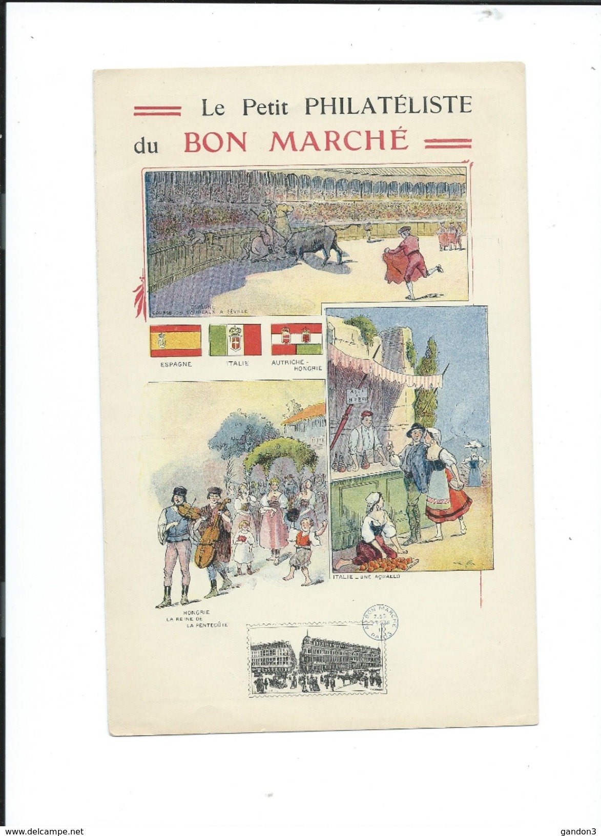 LOT  De  5   Carnets Illustrés De 4 Pages Chacun :  Le Petit PHILATELISTE Du  BON  MARCHE - Début Du Siècle - - Autres & Non Classés