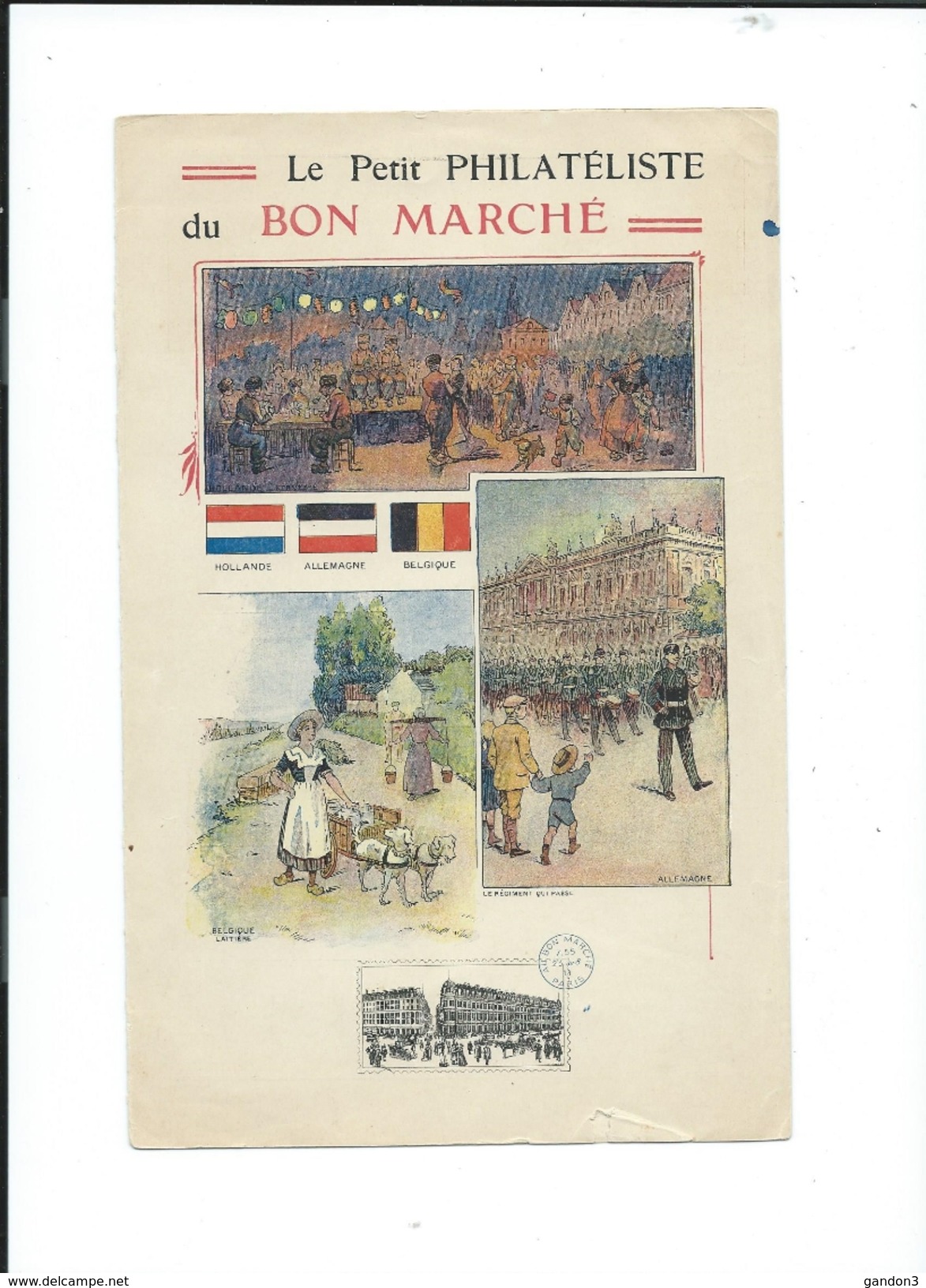 LOT  de  5   Carnets illustrés de 4 pages chacun :  Le Petit PHILATELISTE du  BON  MARCHE - Début du Siècle -