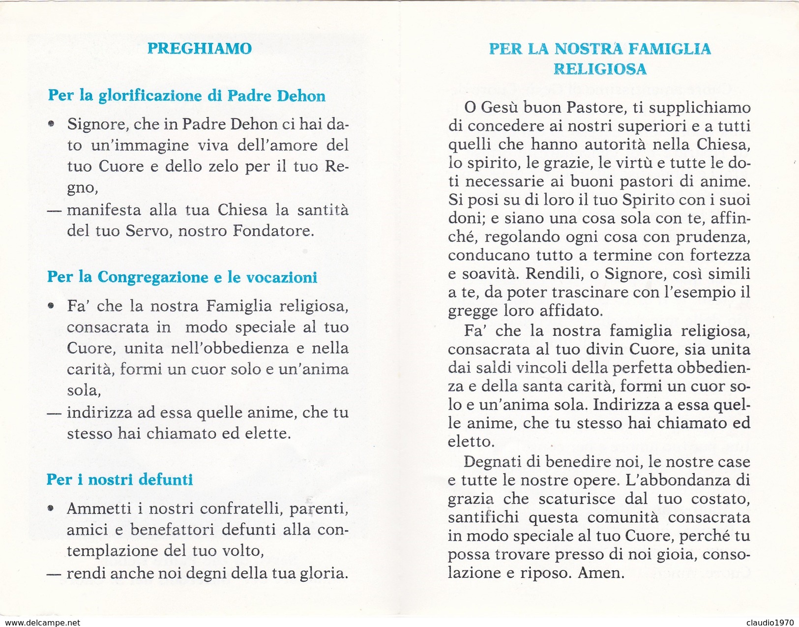 Santino - Servo Di Dio Padre Dehon Fondatore Dei "sacerdoti Del Scuore. - Santini