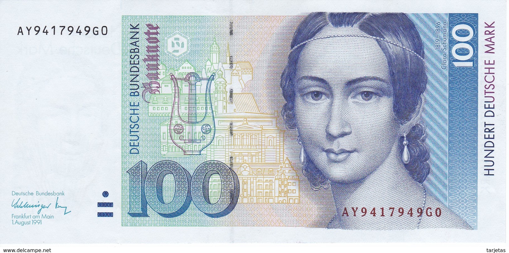 BILLETE DE ALEMANIA DE 100 MARCK DEL AÑO 1991 CALIDAD EBC (XF)  (BANKNOTE) - 100 Deutsche Mark