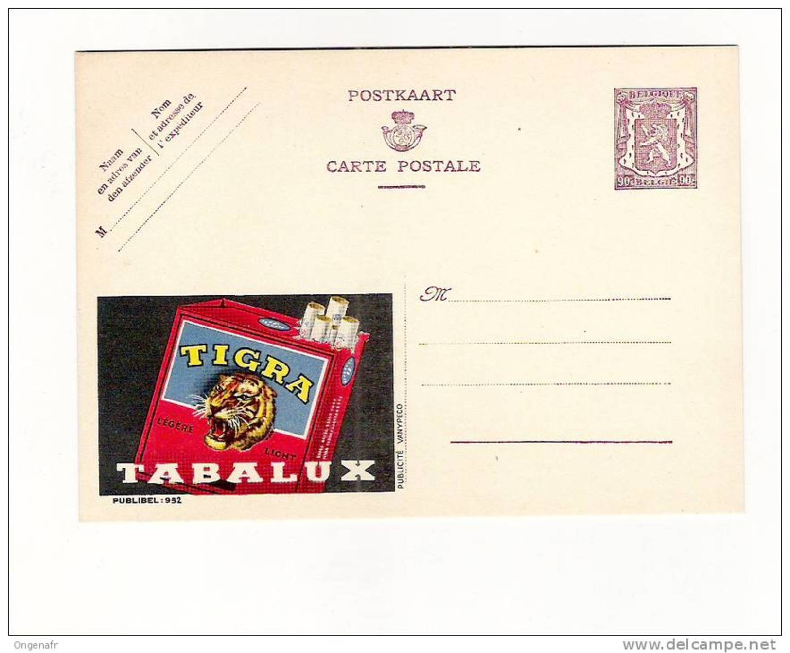 Publibel Neuve N° 932 (cigarettes: TIGRA - TABALUX, Tête De Tigre) - Publibels