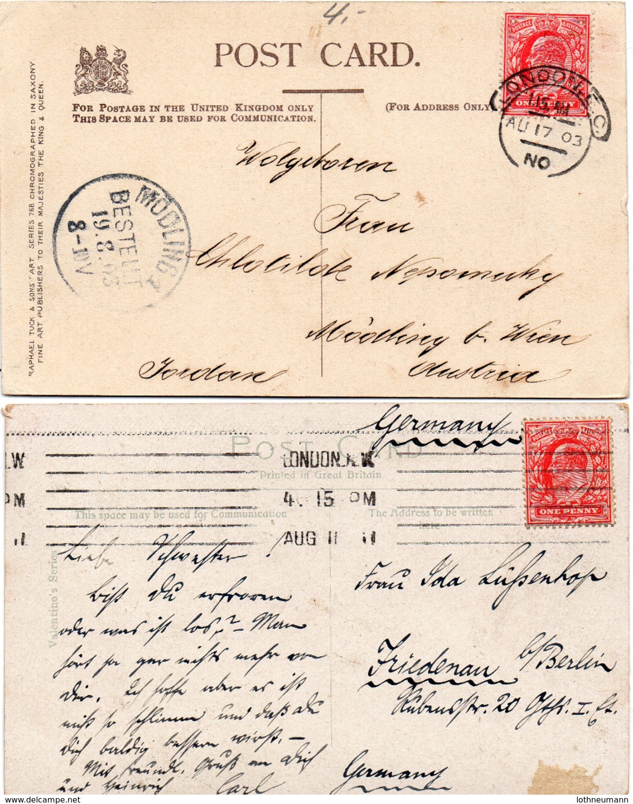 GB 1902/11: 2 Photo Postcards, Franked With 1 D EVII, Both Perf. 14 (1x De La Rue And 1x Harrison Print.) - Briefe U. Dokumente