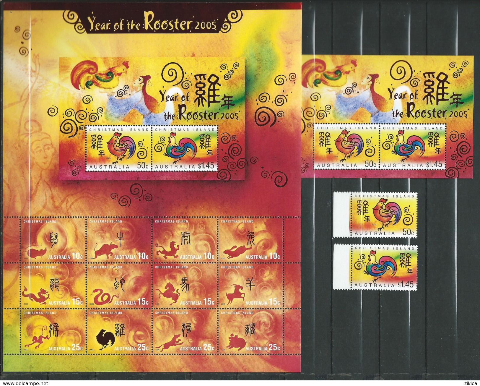 Christmas Island 2005 Lunar New Year Of The Rooster. Zodiac Astrology Celebrations.animals.2 S/S & Stamps. MNH.** - Christmas Island