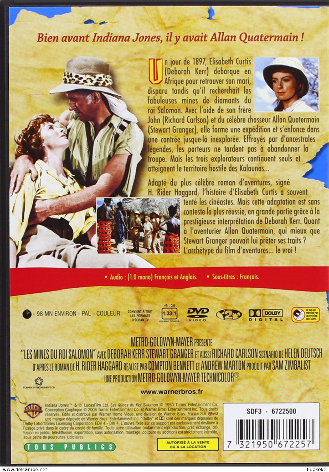 Dvd Zone 2 Les Mines Du Roi Salomon (1950) King Solomon's Mines Légendes Du Cinéma Warner Vf+Vostfr - Klassiekers