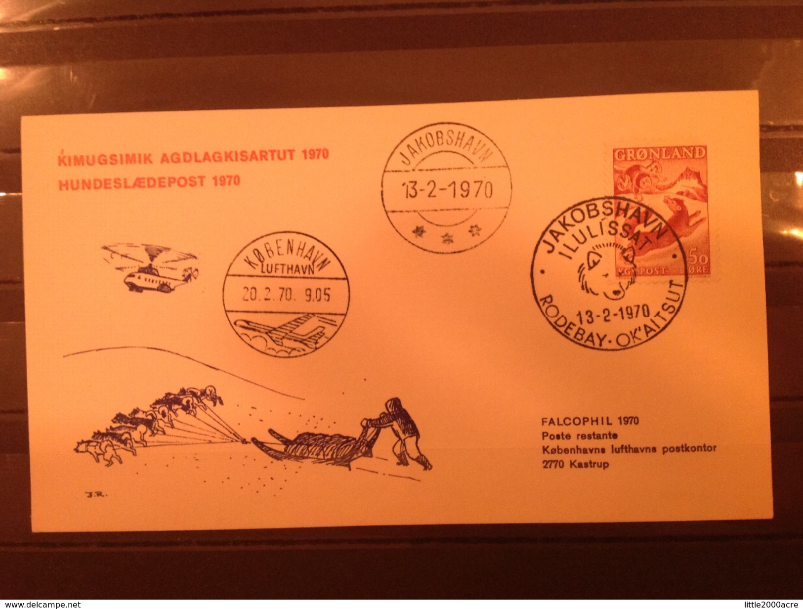 Greenland 1970 Falcophil Commemoration Card - Cartas & Documentos