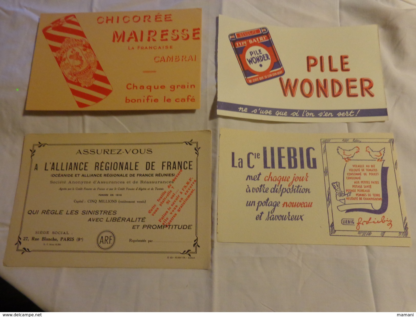 4 Buvards -liebig--pile Wonder-chicoree-assurance - Autres & Non Classés