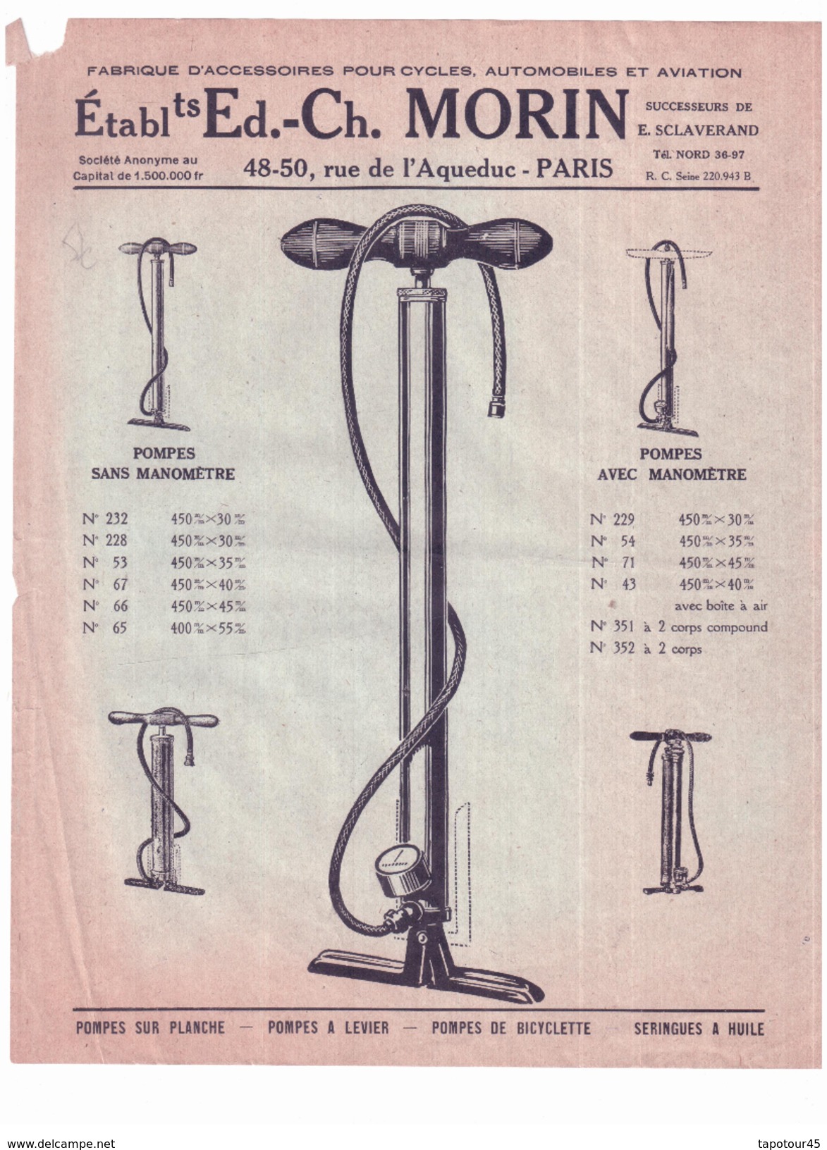 Méc 1) (Publicité Ancienne Concernant La Mécanique) Pompe   "Morin"  1 Page  Rec/ - Advertising