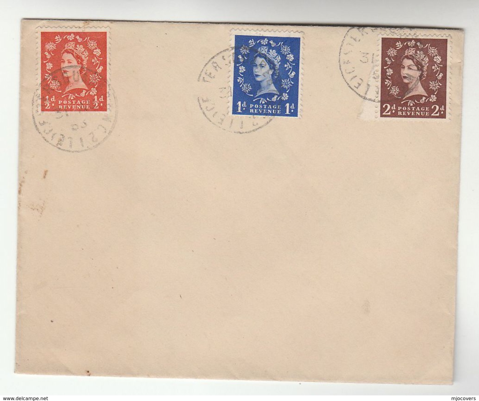 1953 Aug 31  GB FDC Stamps 1/2d  1d  2d CDS Pmk LEICESTER SQUARE  Cover - 1952-1971 Pre-Decimal Issues