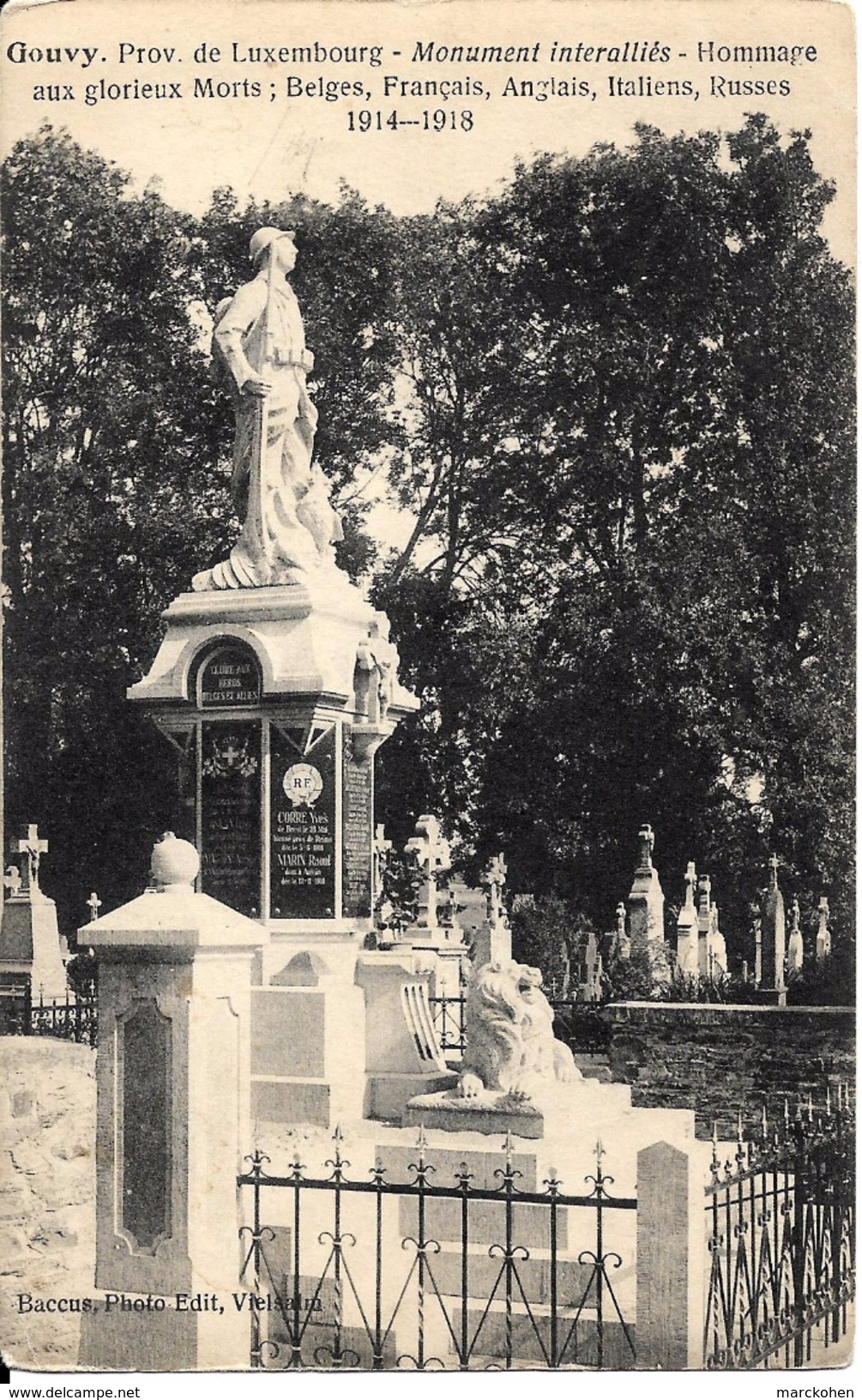 GOUVY (6670) : Monument Interalliés - Hommage Aux Glorieux Morts; Belges, Français, Anglais, Italiens, Russes 1914-1918. - Gouvy