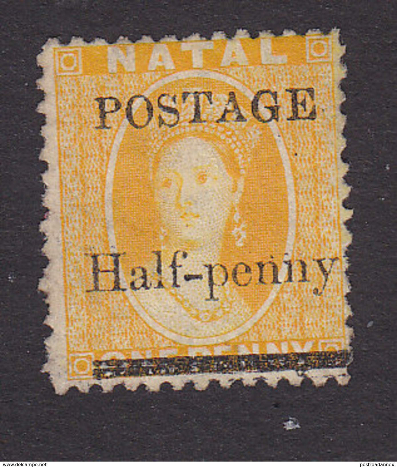 Natal, Scott #61, Mint No Gum, Victoria Surcharged, Issued 1877 - Natal (1857-1909)