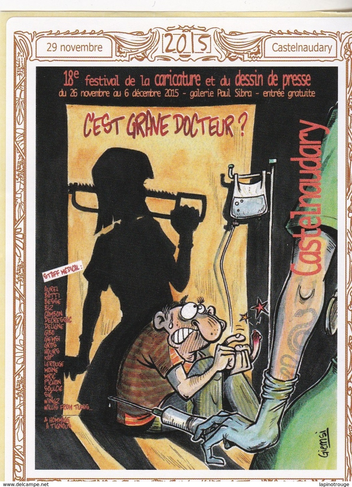 Etiquette Vin GIEMSI Festival De La Caricature Et Dessin De Presse BD Castelnaudary 2015 - Art De La Table