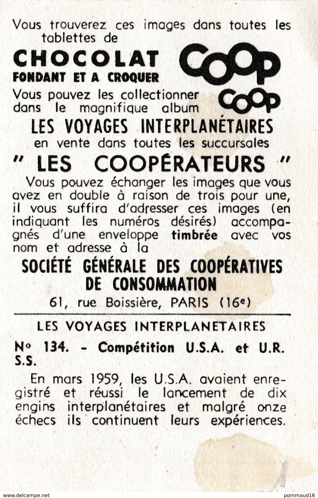 Les Voyageurs Interplanétaires N°134 : Compétiton U.S.A.- U.R.S.S. - Chocolat Coop - Autres & Non Classés