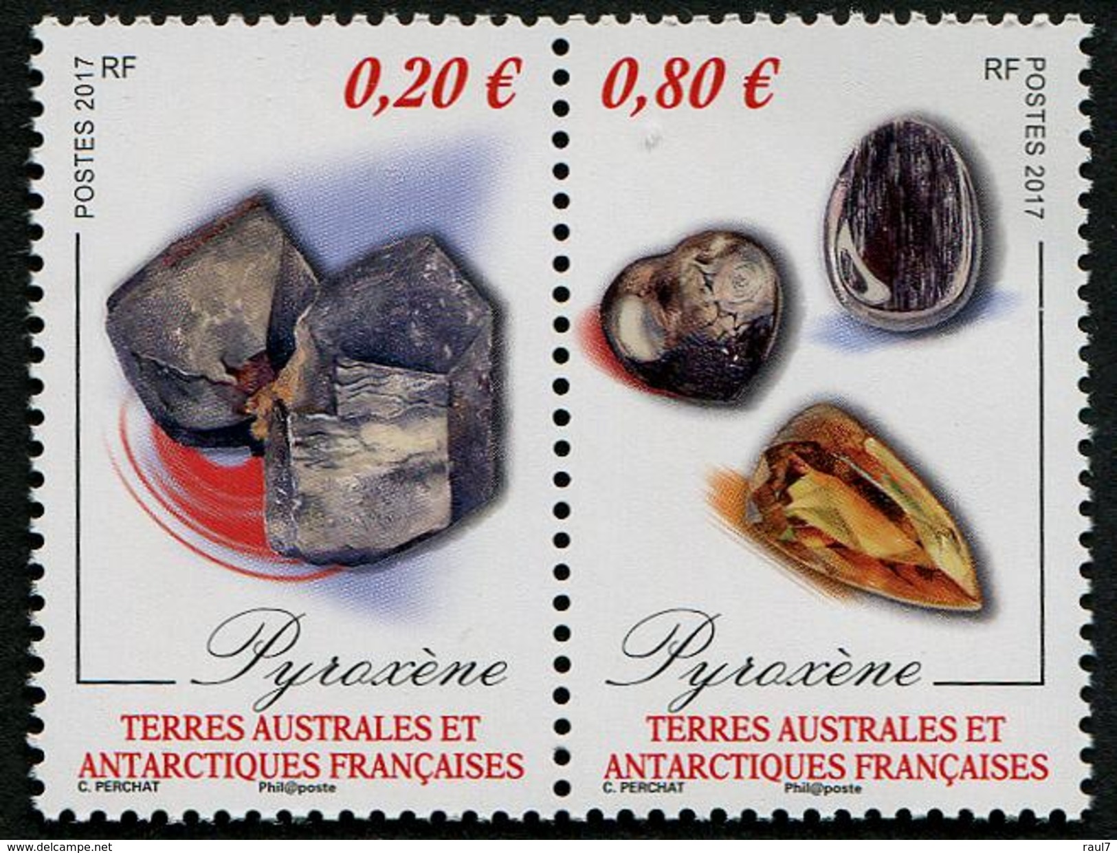 T.A.A.F. // F.S.A.T. 2017 - Mineraux, Pyraxène - 2 Val Neufs // Mnh - Unused Stamps