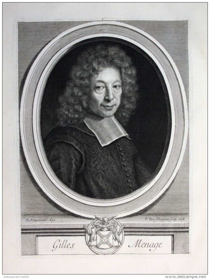 "Gilles Menage" - Gilles Menage Grammairien Historien Portrait Kupferstich Engraving Gravure - Stiche & Gravuren