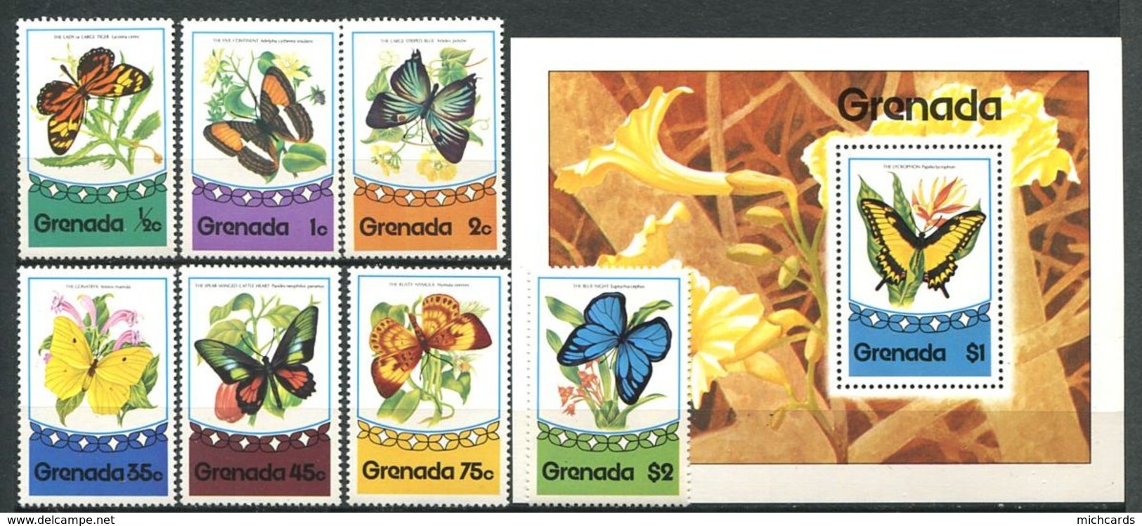 194 GRENADE 1975 - Yvert 625/31 BF 45 - Papillon - Neuf ** (MNH) Sans Trace De Charniere - Grenada (1974-...)