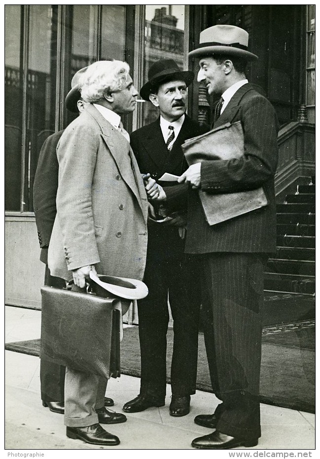Paris Politiciens Paul Boncour Camille Chautemps Georges Bonnet Ancienne Photo Meurisse 1930 - Famous People