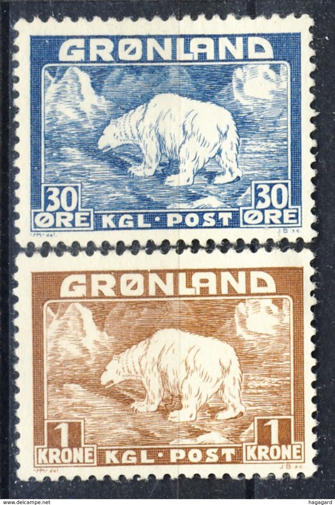 #K3371. Greenland 1938. Icebear. Michel 3-5. Without Rubber! (*) - Neufs